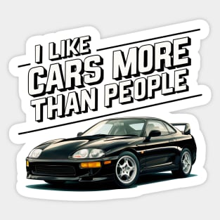 I like cars more than people Humorous Auto Enthusiast tee Sticker